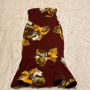 Bison Bisou Michele Bohbot Burgundy Floral Dress